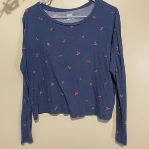 PINK Cherry Pattern Cropped Long Sleeve LC